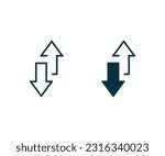 Up down arrows vector icon. Transfer arrows icon. 2 side arrow icon. Upload and download arrow icon