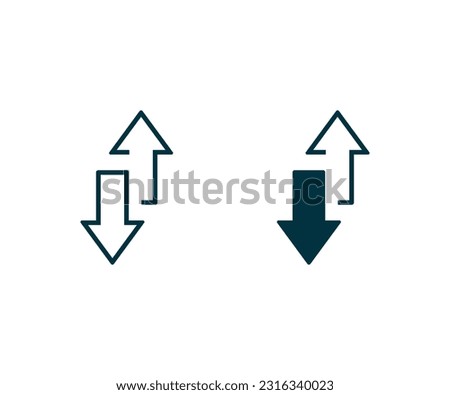 Up down arrows vector icon. Transfer arrows icon. 2 side arrow icon. Upload and download arrow icon