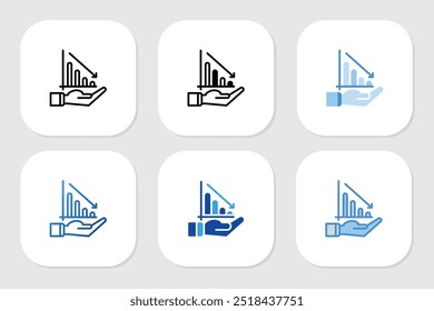 Iconos de barra hacia abajo con varios estilos de diseño