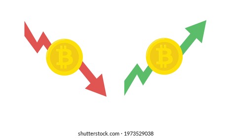 Up and down bitcoin trends, Vector isolated flat illustration
