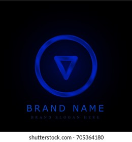 Down blue chromium metallic logo