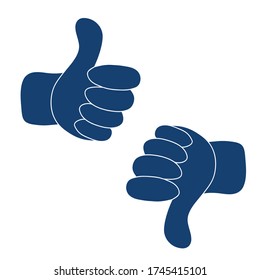 up and down blue hands vector - thumbs up and thumbs down - like and dislike icon