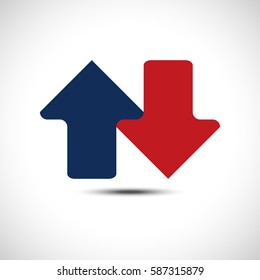 Up and Down Blue and Red Arrow Icon. Vector Icon Illustration.