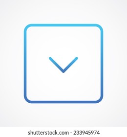 Down Bottom arrow rounded button for web, site, mobile, application. Vector illustration. Simple flat metro style