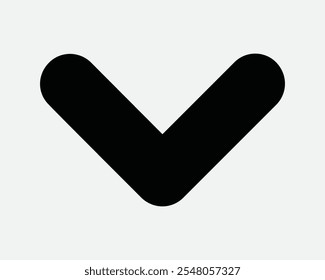 Down Caret Arrow Pointing South Point Pointer Scroll Swipe Gesture Downward Below Under Orientation Icon Sign Shape Line Outline Black White Vector