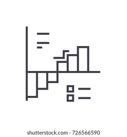 down up charts  vector line icon, sign, illustration on background, editable strokes