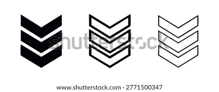 Down chevron arrow icons in three styles