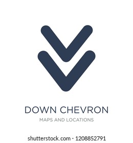 Down chevron icon. Trendy flat vector Down chevron icon on white background from Maps and Locations collection, vector illustration can be use for web and mobile, eps10