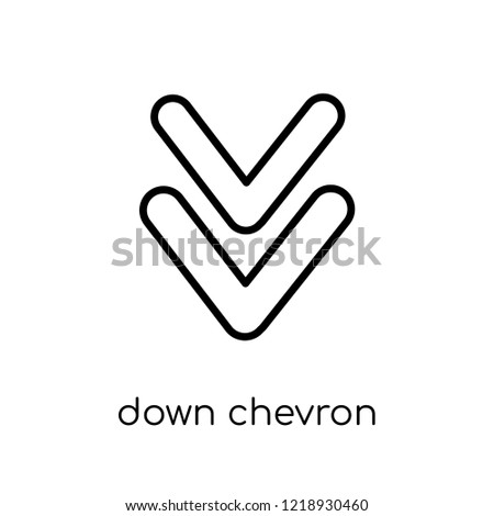 Down chevron icon. Trendy modern flat linear vector Down chevron icon on white background from thin line Maps and Locations collection, editable outline stroke vector illustration