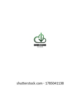 Icono de nube abajo diseño concepto de iluminación vectorial