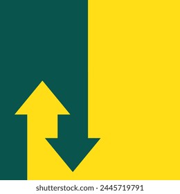 Flechas de color hacia arriba y hacia abajo. Icono de flecha arriba y abajo. Ilustración de iconos de Vector. Flecha arriba y abajo Anuncio fondo amarillo. Vector de flecha arriba y abajo aislado.