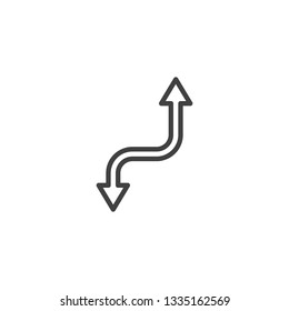 Up and down curved arrow line icon. linear style sign for mobile concept and web design. Two way arrows outline vector icon. Symbol, logo illustration. Pixel perfect vector graphics