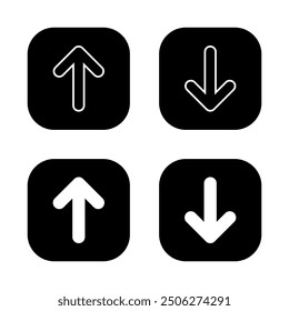 Up and down direction arrow icon in black square