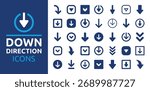 Down direction arrow icon set