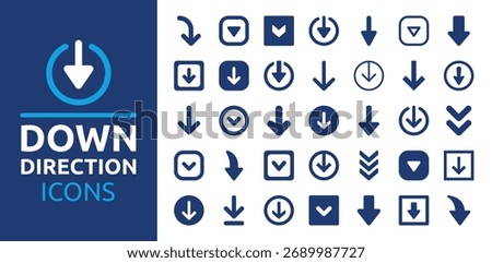 Down direction arrow icon set