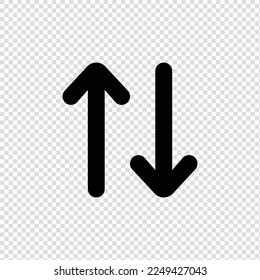 Arriba hacia abajo flechas de contorno icono en fondo transparente, aplicación básica e icono de negrita de la interfaz de usuario web, EPS10