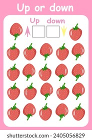 Up or down. Directions for children. Logic game. Spatial orientation. Study sheet.