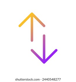 Up and down directions pixel perfect gradient linear ui icon. News feed. Webpage control instruments. Line color user interface symbol. Modern style pictogram. Vector isolated outline illustration