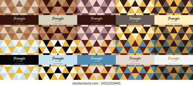 Down to earth neutral triangle color theme seamless pattern set