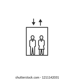 Down, elevator ,lift line icon. Simple, modern flat vector illustration for mobile app, website or desktop app on gray background