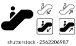 up and down escalator elevator, people using escalator vector pictogram sign icon symbol ui and ux design, glyphs and stroke line