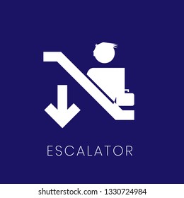 down escalator, icon or sign for airport prohibited 