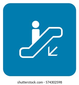 Down Escalator Sign Blue. Vector.