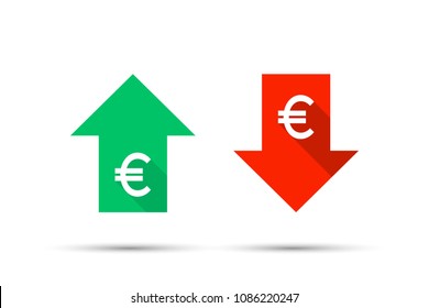 Up & Down Euro Sign. Vector stock illustration. 