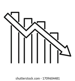 Down finance chart icon. Outline down finance chart vector icon for web design isolated on white background