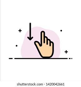 Down, Finger, Gesture, Gestures, Hand  Business Flat Line Filled Icon Vector Banner Template