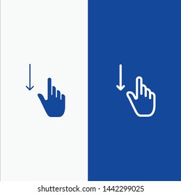 Down, Finger, Gesture, Gestures, Hand Line and Glyph Solid icon Blue banner Line and Glyph Solid icon Blue banner