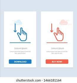 Down, Finger, Gesture, Gestures, Hand  Blue and Red Download and Buy Now web Widget Card Template. Vector Icon Template background