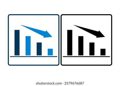 down graph chart icon vector. Icon related to graph and seo . suitable for web site, app, user interfaces, printable etc. solid icon style. simple vector design editable