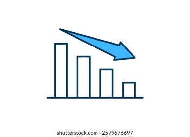 down graph chart icon vector. Icon related to graph and seo . suitable for web site, app, user interfaces, printable etc. flat line icon style. simple vector design editable