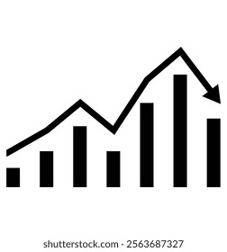 Up and down graph chart vector icon set. growth increase and decrease sign. economy rise and decline symbol. upward or downward trend bar chart icon. profit and loss statistics. Design eps 10