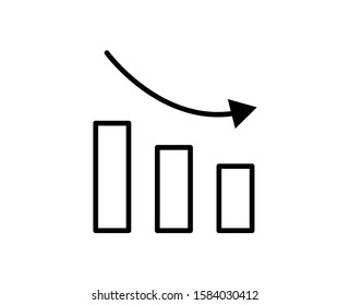 Down graph premium line icon. Simple high quality pictogram. Modern outline style icons. Stroke vector illustration on a white background. 