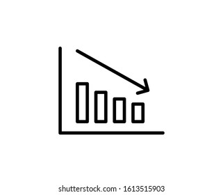Down graph premium line icon. Simple high quality pictogram. Modern outline style icons. Stroke vector illustration on a white background. 