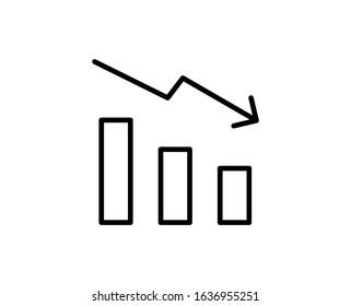 Down graph premium line icon. Simple high quality pictogram. Modern outline style icons. Stroke vector illustration on a white background. 