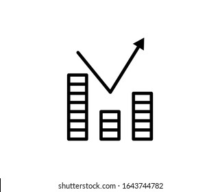 Down graph premium line icon. Simple high quality pictogram. Modern outline style icons. Stroke vector illustration on a white background. 