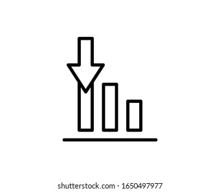 Down graph premium line icon. Simple high quality pictogram. Modern outline style icons. Stroke vector illustration on a white background. 