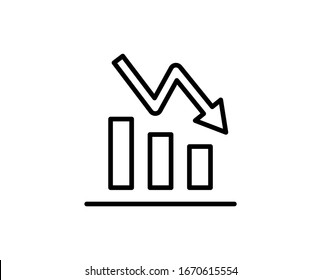 Down graph premium line icon. Simple high quality pictogram. Modern outline style icons. Stroke vector illustration on a white background. 