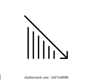 Down graph premium line icon. Simple high quality pictogram. Modern outline style icons. Stroke vector illustration on a white background. 
