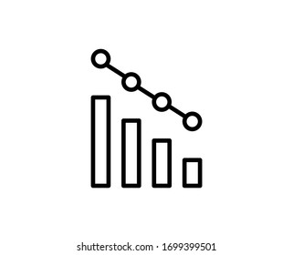 Down graph premium line icon. Simple high quality pictogram. Modern outline style icons. Stroke vector illustration on a white background. 