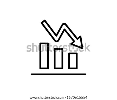 Down graph premium line icon. Simple high quality pictogram. Modern outline style icons. Stroke vector illustration on a white background. 