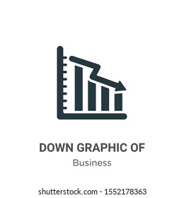 Down graphic of business stats vector icon on white background. Flat vector down graphic of business stats icon symbol sign from modern business collection for mobile concept and web apps design.