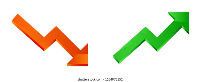 Up and Down graphics arrow.  Red and green glossy arrows. 