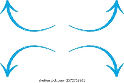 Up down hand drawn blue arrows set