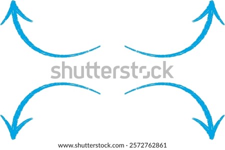 Up down hand drawn blue arrows set