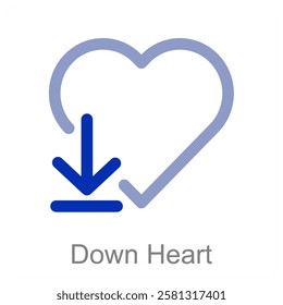 Down Heart and love icon concept