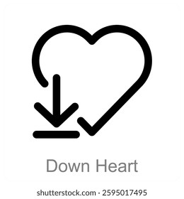Down Heart and love icon concept